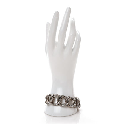 Chanel Baguette Crystal Chain Link CC Bracelet Silver 2 of 6