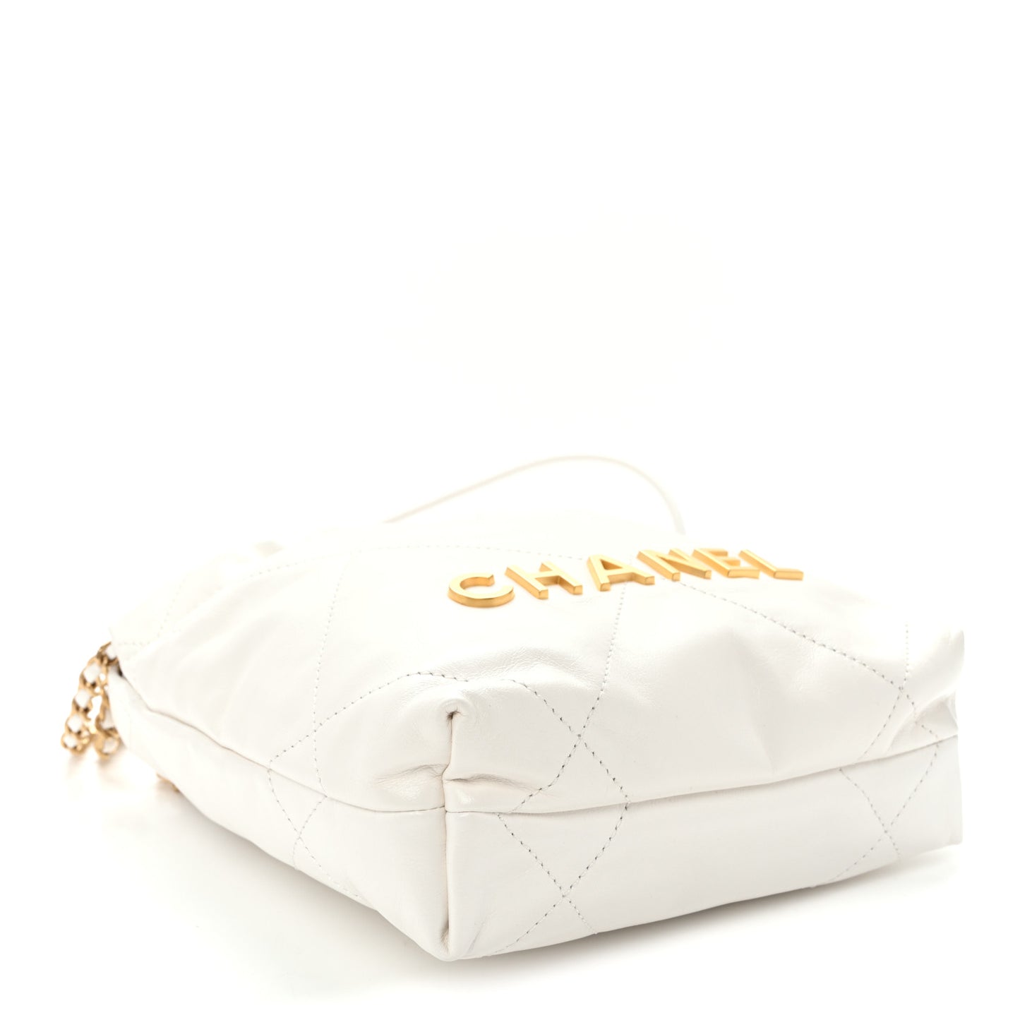 Shiny Calfskin Quilted Mini Chanel 22 White