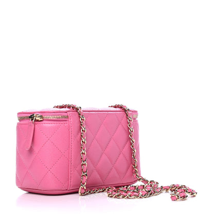 Chanel Caviar Quilted Small Vanity Case With Chain Pink 2 of 5