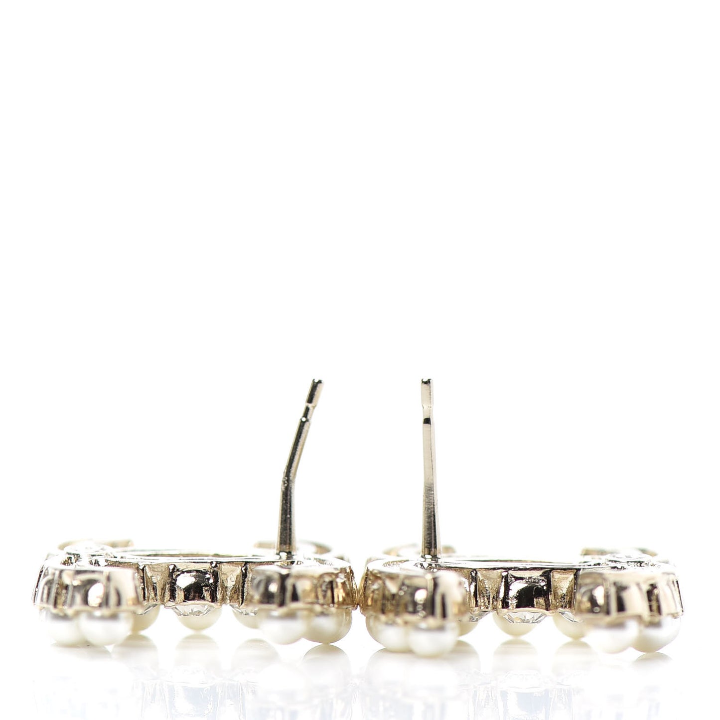 Crystal Pearl CC Dazzling Domino Earrings Gold