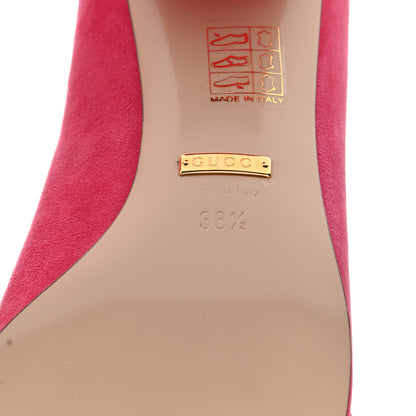 Gucci Kid Scamosciato GG Marmont Fringe 50mm Loafer Pumps 38.5 Hot Pink 6 of 9