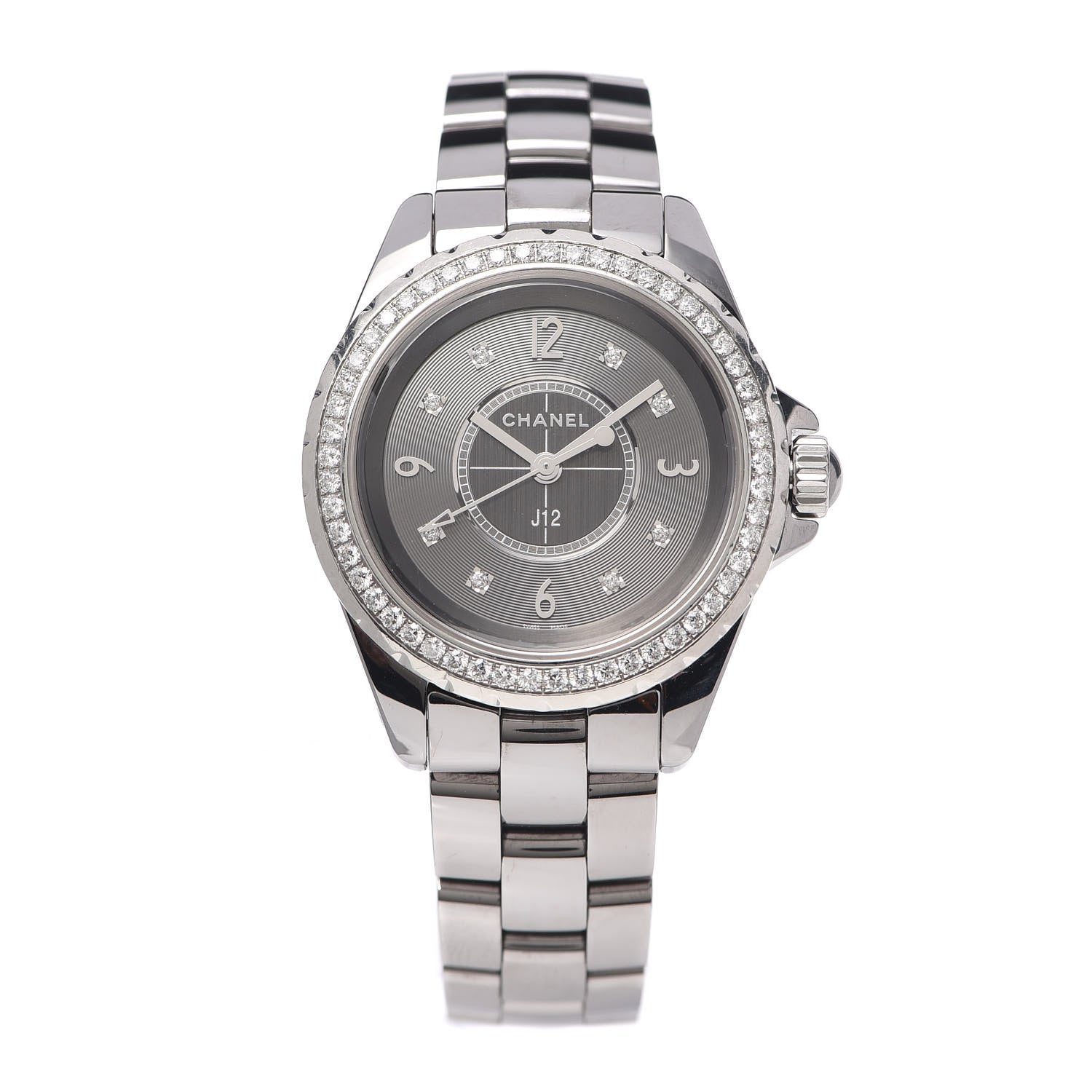 Chanel Titanium Ceramic Diamond Bezel 33mm J12 Quartz Watch 1 of 6