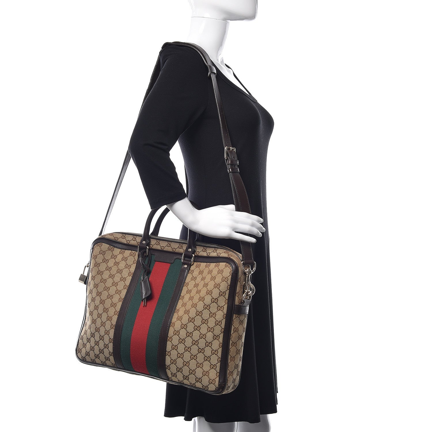 Gucci Monogram Web Briefcase Dark Brown 2 of 13