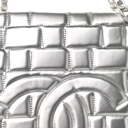 Chanel Vinyl Quilted Frozen Shopping Tote Silver 9 of 13