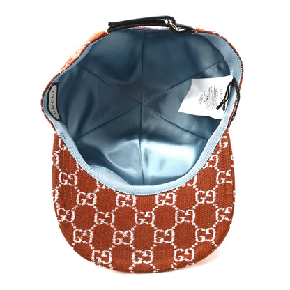 Gucci Canvas Lame GG Monogram Rush Baseball Hat M Burnt Orange Silver 7 of 8
