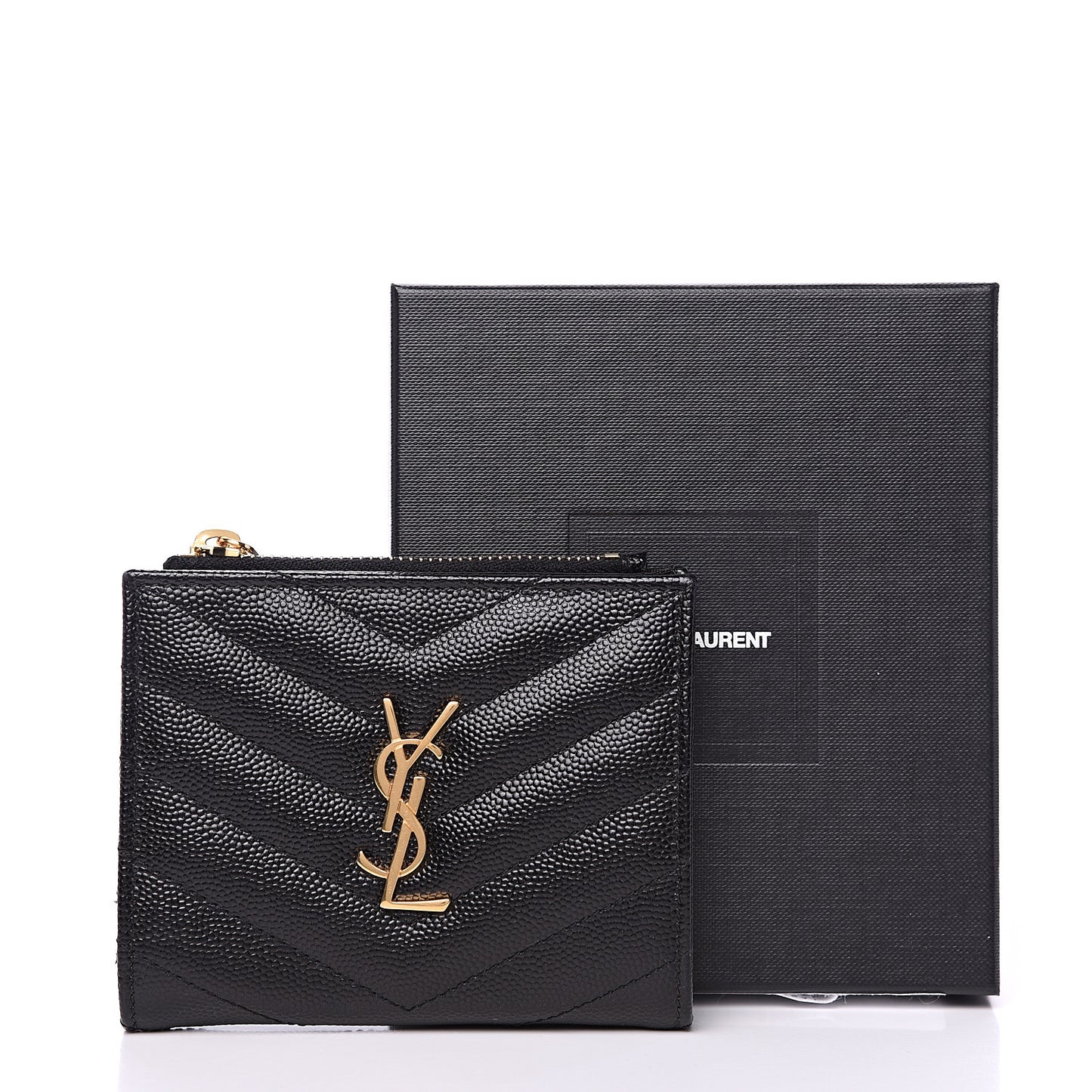 Grain De Poudre Matelasse Chevron Monogram Zipped Card Case Black