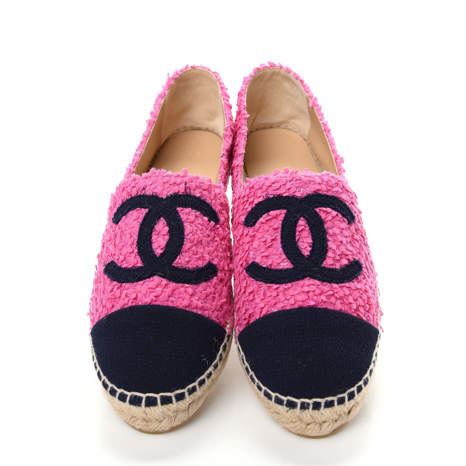 Chanel Tweed CC Espadrilles 41 Dark Pink Navy 5 of 11
