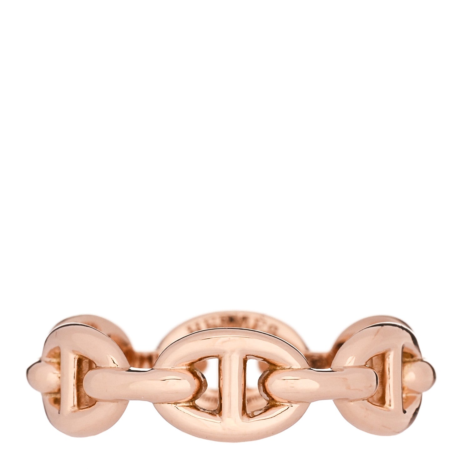 Hermes 18K Rose Gold PM Chaine d'Ancre Enchainee Ring 54 6.75 1 of 5
