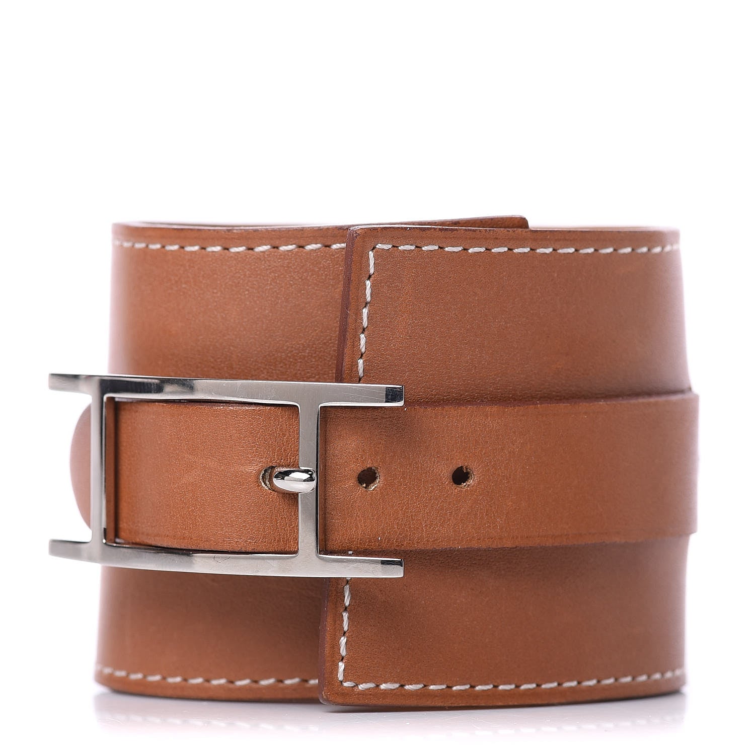 Hermes Natural Barenia Fleuron Bracelet S FAuve 1 of 6