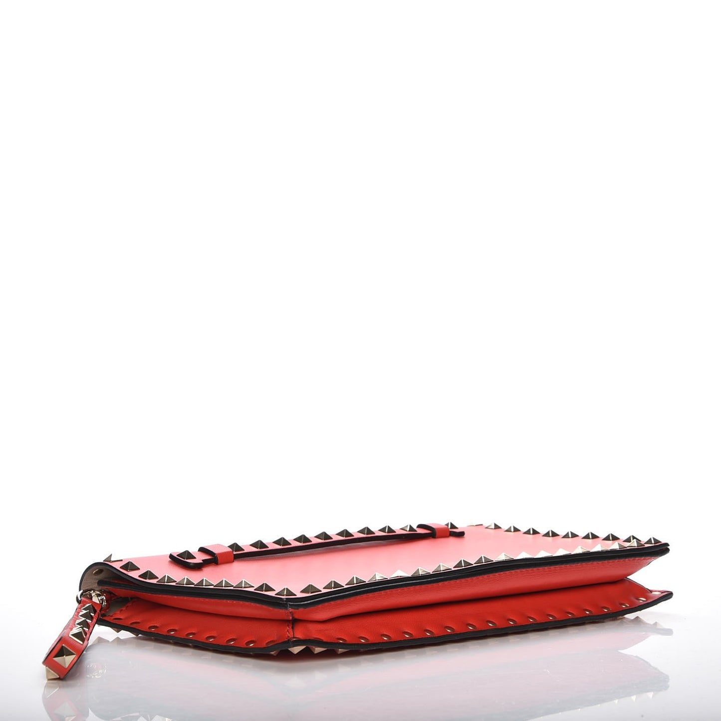 Nappa Rockstud Wristlet Clutch Deep Orange
