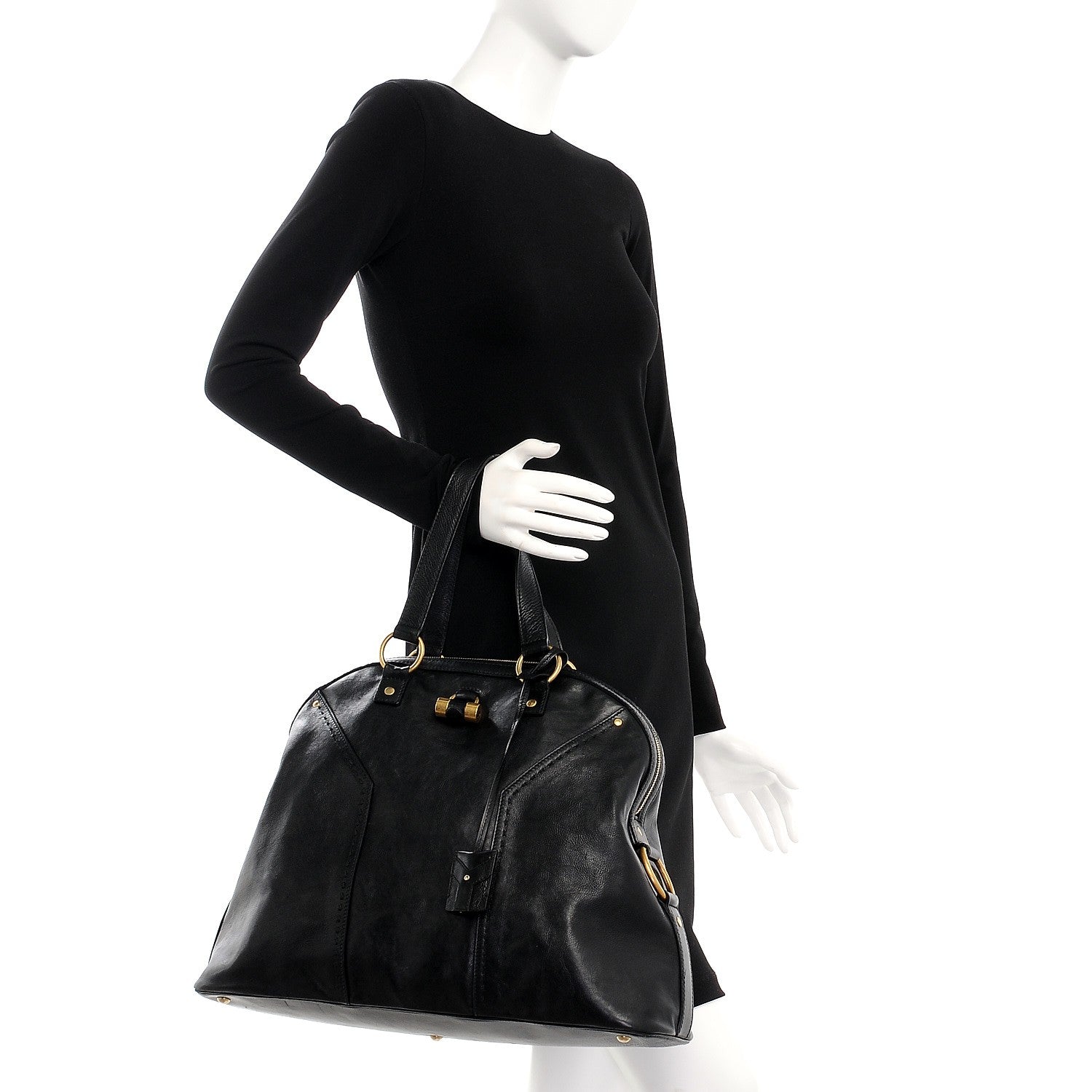 Saint Laurent Calfskin Oversized Muse Black 2 of 10