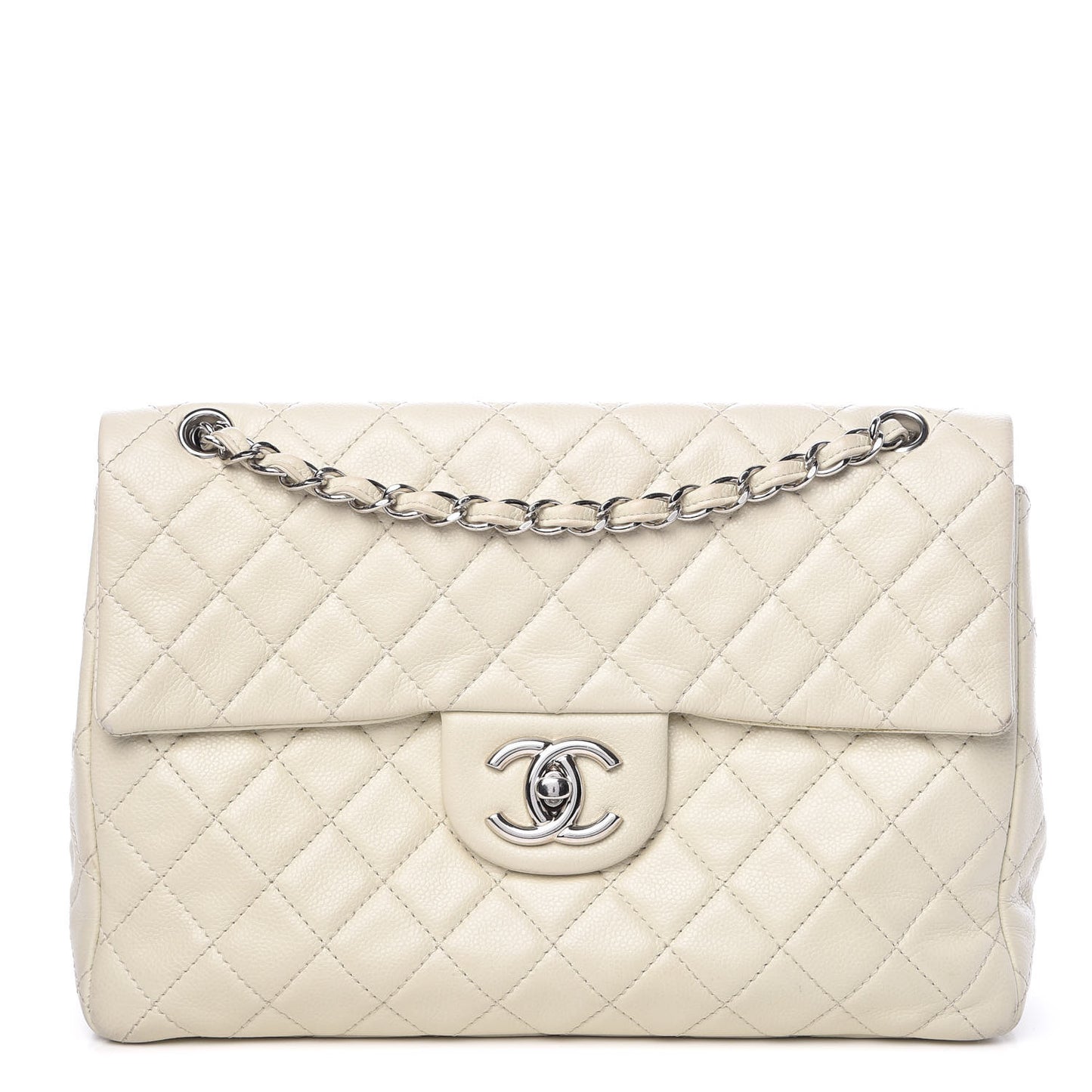 Caviar Quilted Maxi Single Flap White