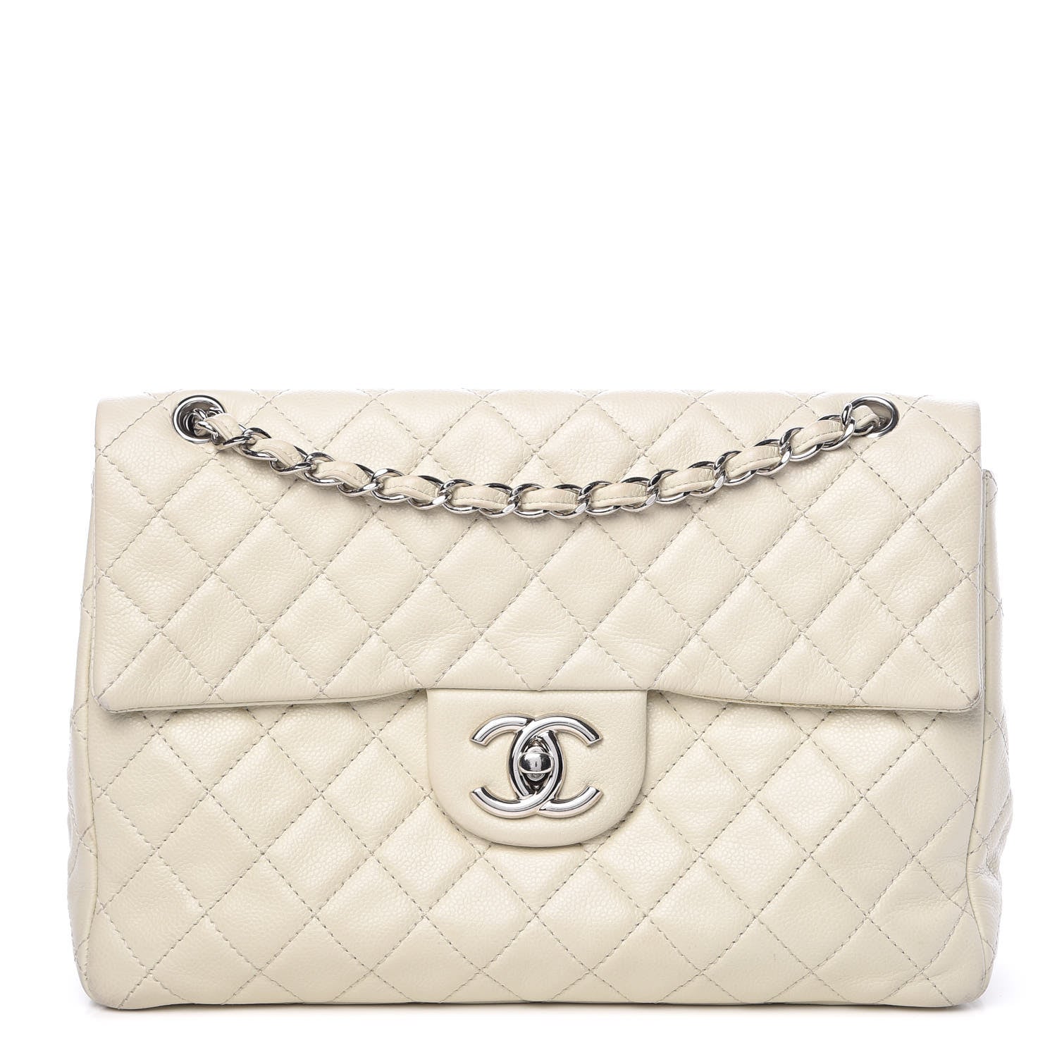 Chanel Caviar Quilted Maxi Single Flap White 1 of 21