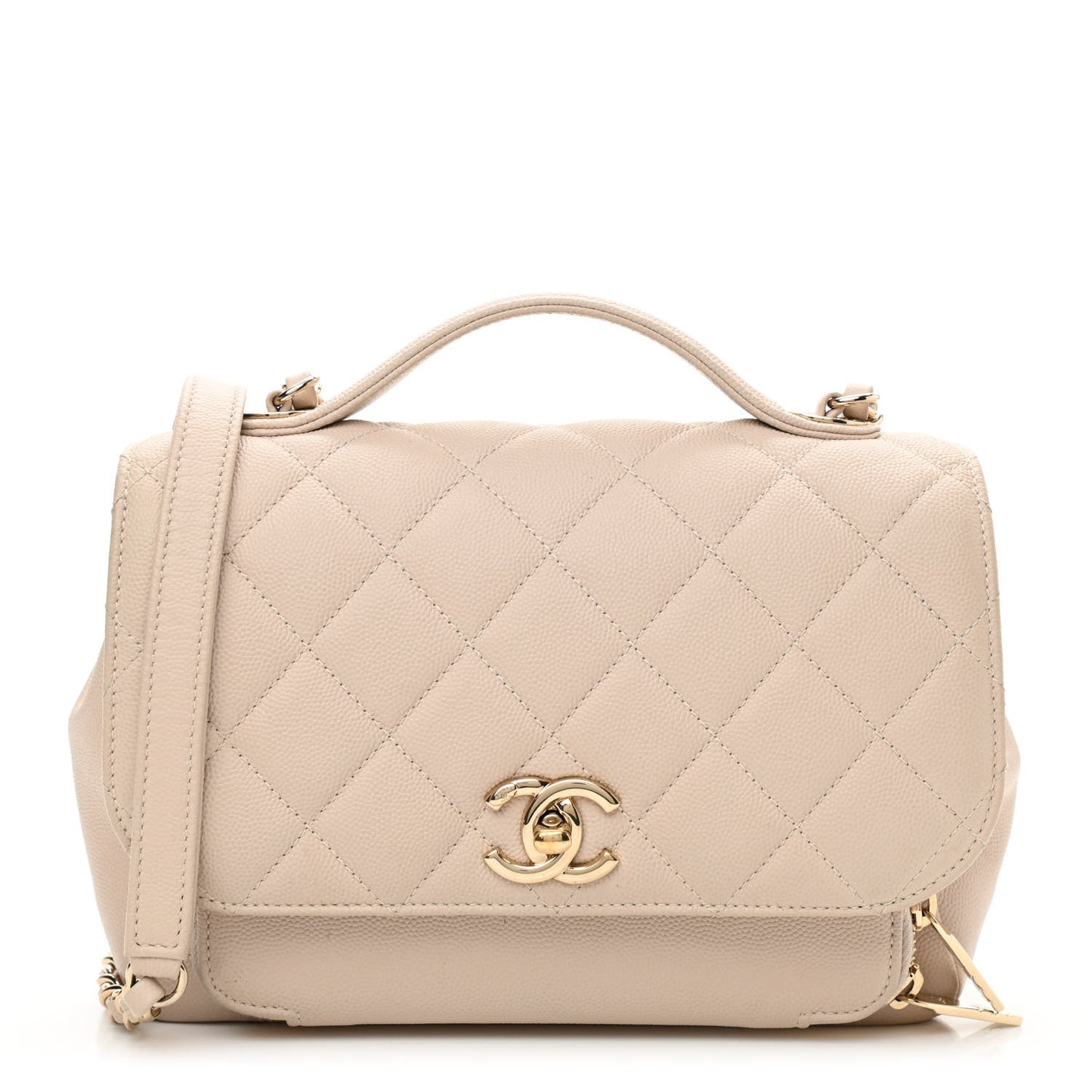 Caviar Quilted Medium Business Affinity Flap Beige