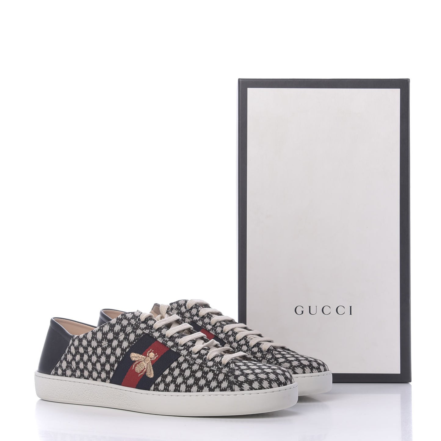Jacquard Bee Embroidered Mens Ace Sneakers 12 Black Ivory