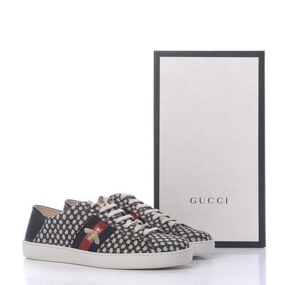 Gucci Jacquard Bee Embroidered Mens Ace Sneakers 12 Black Ivory 11 of 11