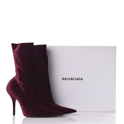 Balenciaga Velvet Extreme Pointed Toe Knife Booties 40 Rouge Prune 7 of 7