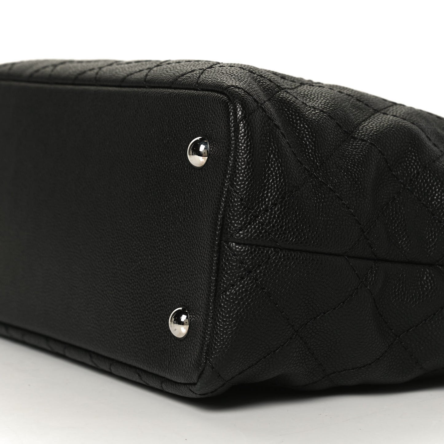 Grained Calfskin Quilted Small Daily Shopping Tote Black
