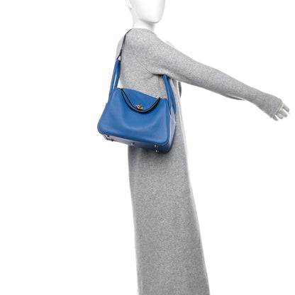 Hermes Taurillon Clemence Lindy 26 Bleu Frida 2 of 13