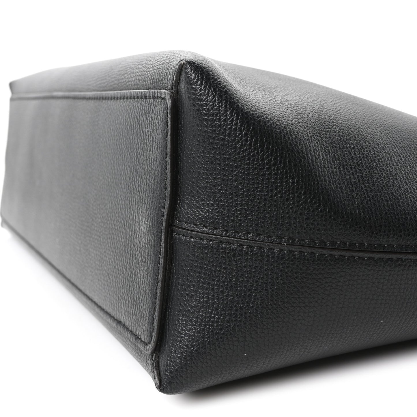 Grainy Calfskin Haymarket Check Medium Reversible Tote Black