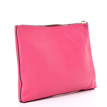 Gucci Pebbled Calfskin Medium Logo Portfolio Clutch Box Pink Green 2 of 8