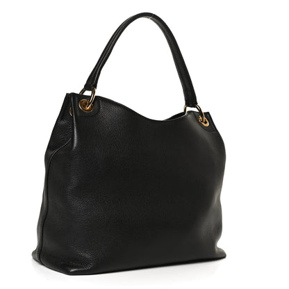Prada Vitello Phenix Embossed Logo Hobo Black 2 of 12