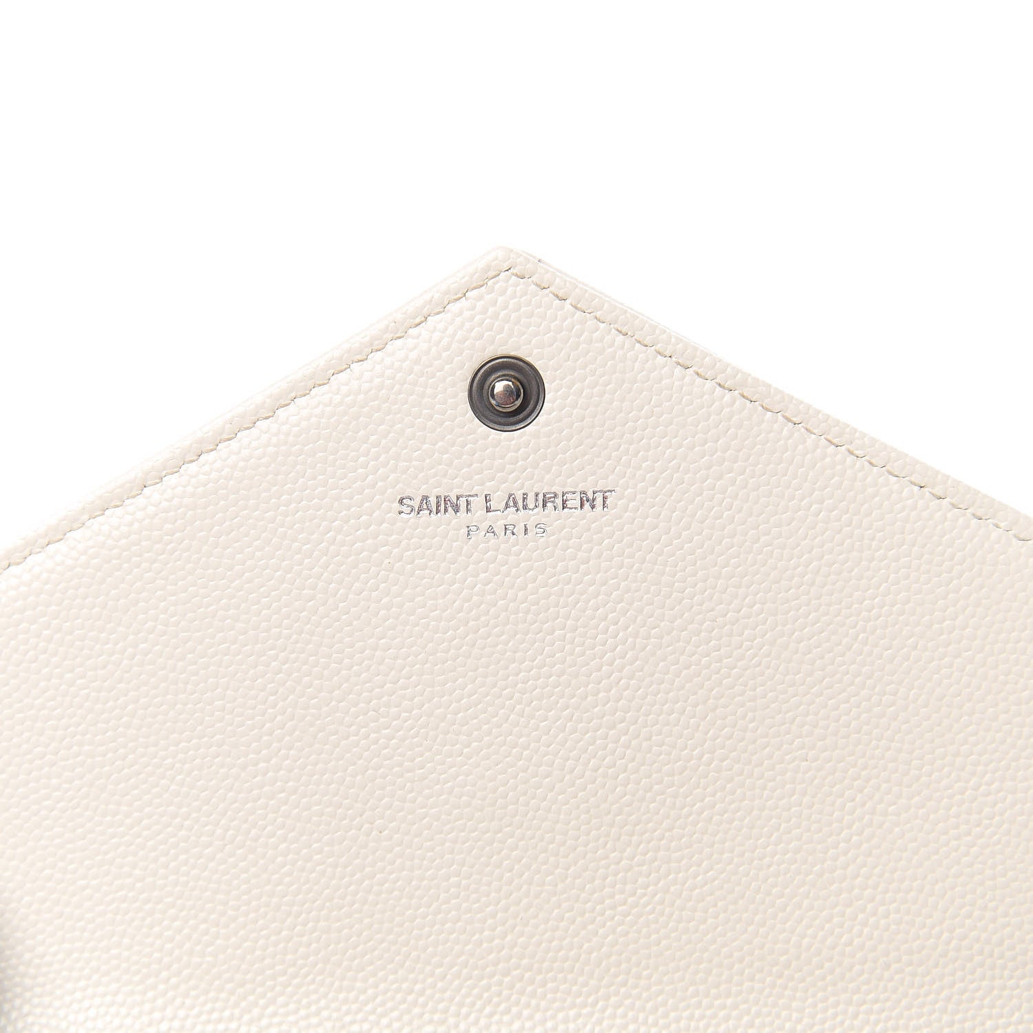 Saint Laurent Grain De Poudre Matelasse Chevron Monogram Envelope Chain Wallet Dove White 6 of 9