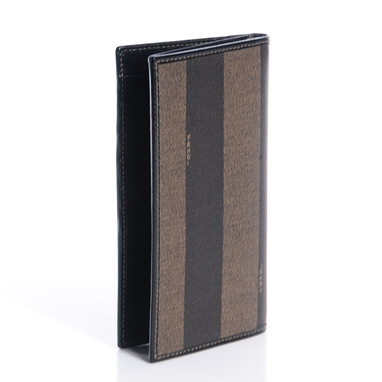 Vintage Pequin Stripe Checkbook Wallet Tobacco