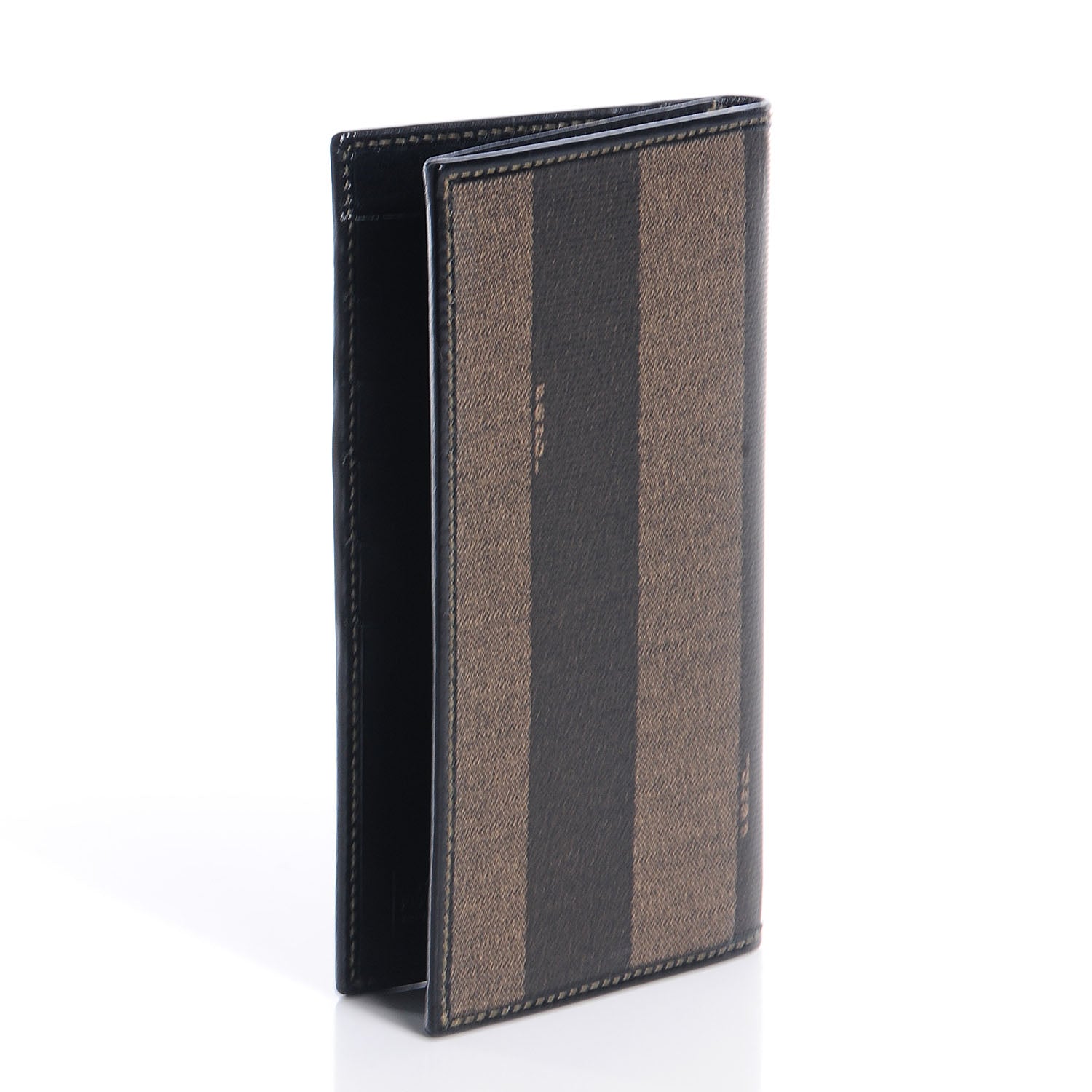 Fendi Vintage Pequin Stripe Checkbook Wallet Tobacco 3 of 8