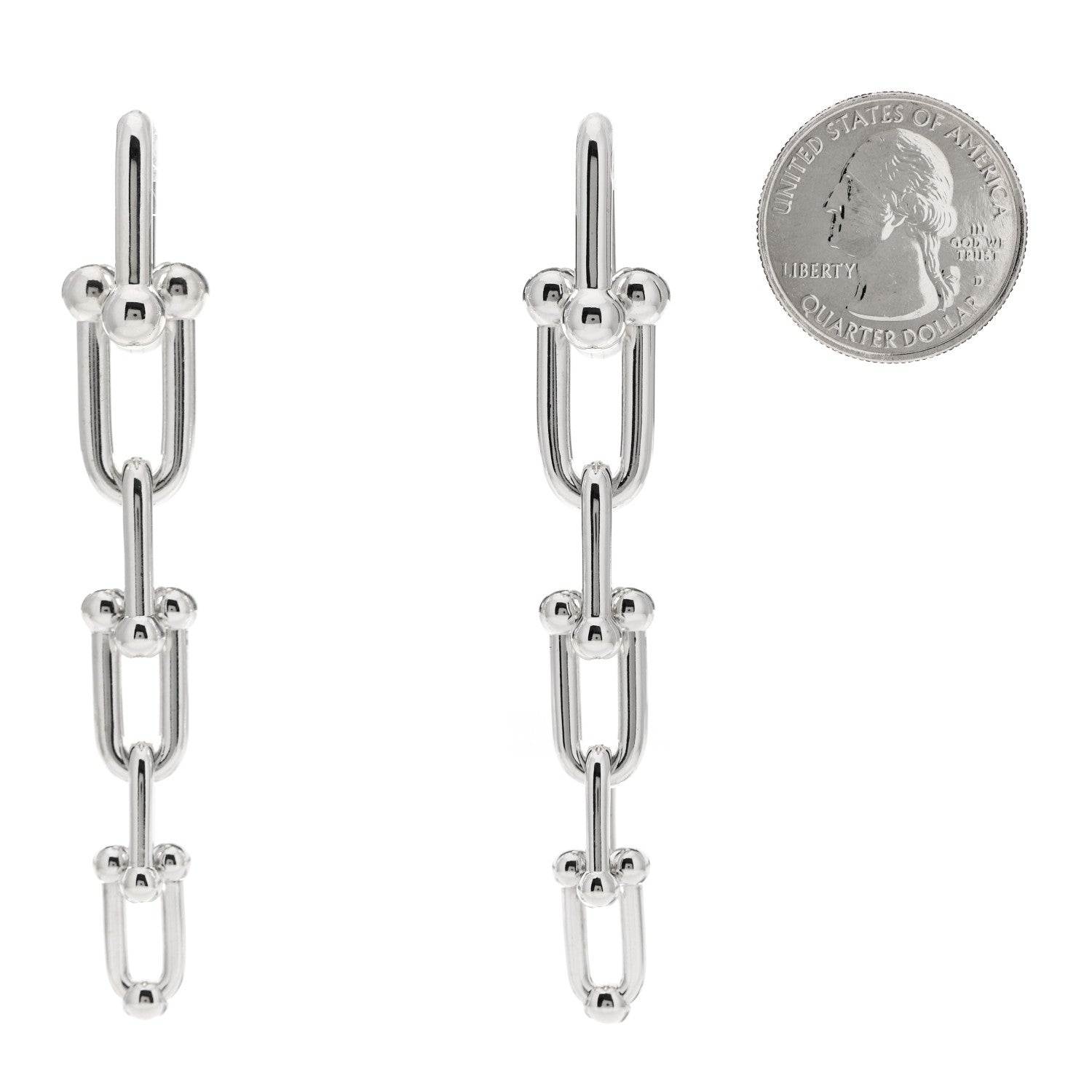Tiffany Sterling Silver HardWear Graduated Link Earrings 2 of 5