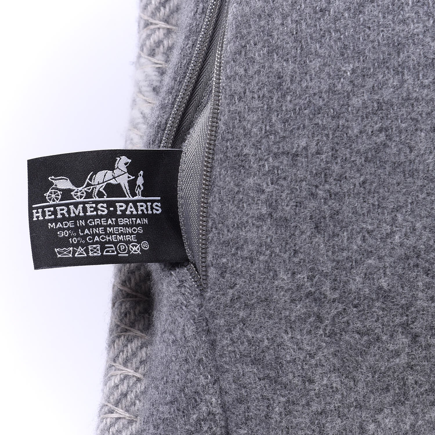 Hermes Wool Cashmere Avalon Paper Block Pillow Gris Acier 3 of 3