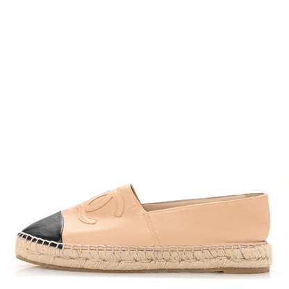 Chanel Lambskin CC Espadrilles 40 Beige Black 1 of 10
