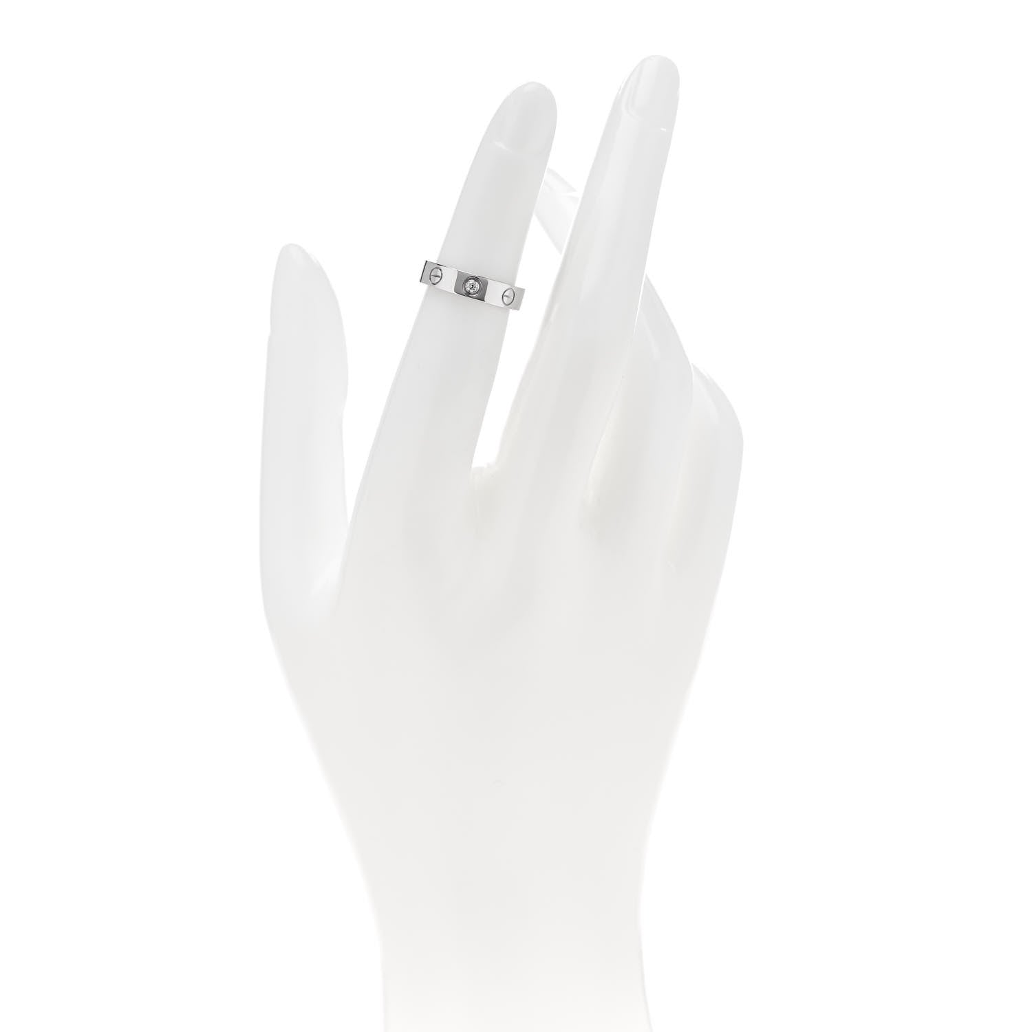 Cartier 18K White Gold Diamond 4mm LOVE Wedding Band Ring 46 3.75 2 of 4