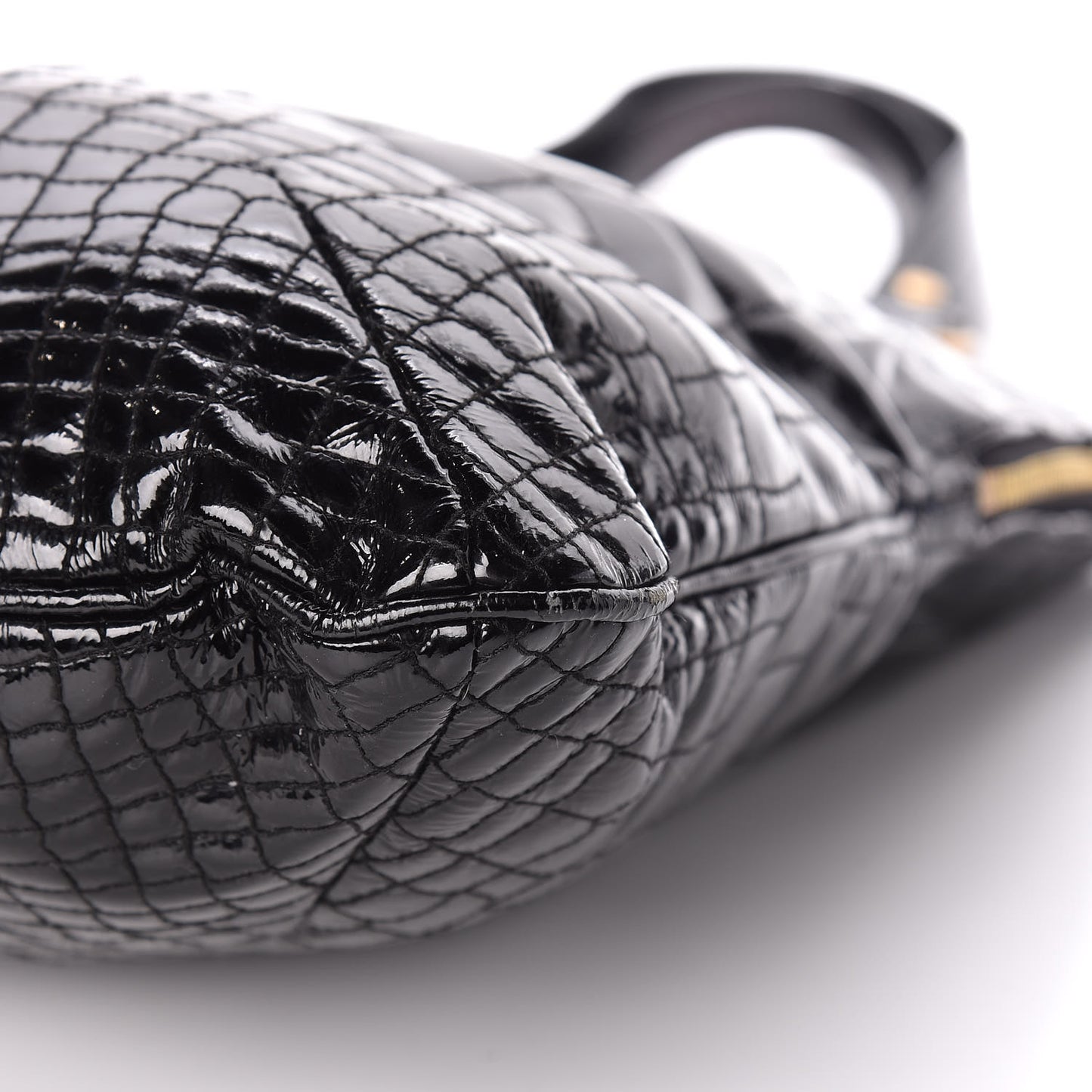 Patent Crocodile Embossed Tribute Tote Black