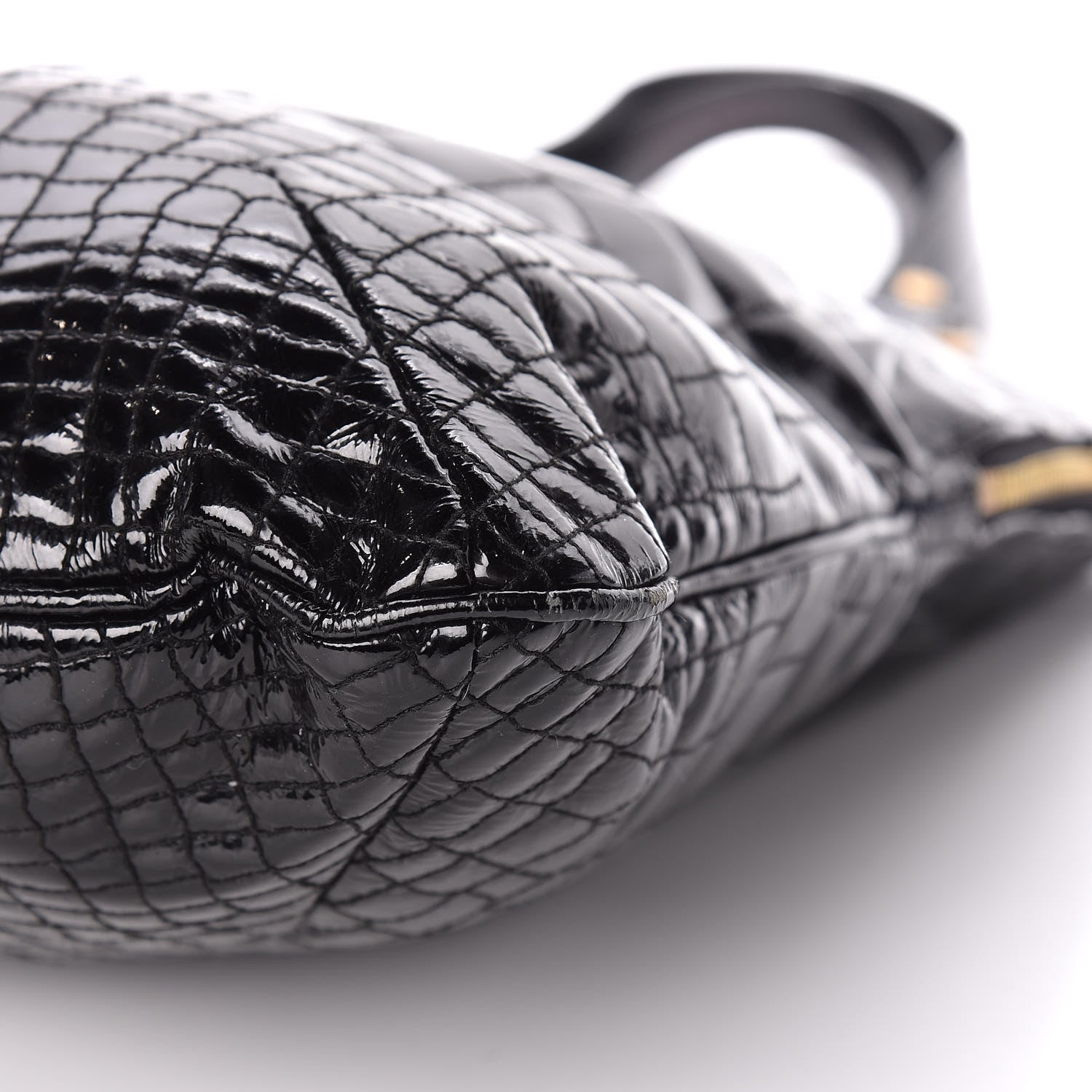 Saint Laurent Patent Crocodile Embossed Tribute Tote Black 6 of 16
