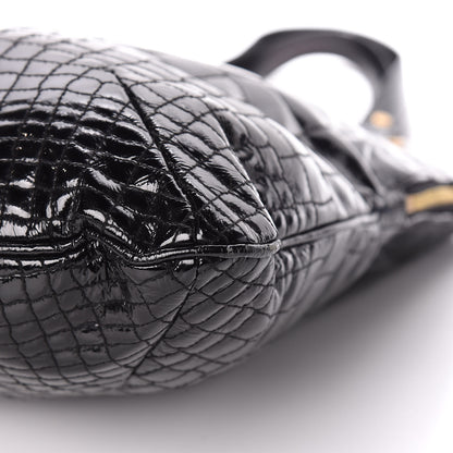 Saint Laurent Patent Crocodile Embossed Tribute Tote Black 6 of 16