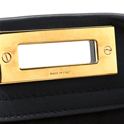 Fendi Vitello Seta Burro Medium Peekaboo Iconic Satchel Blue Notte Plaster 7 of 16