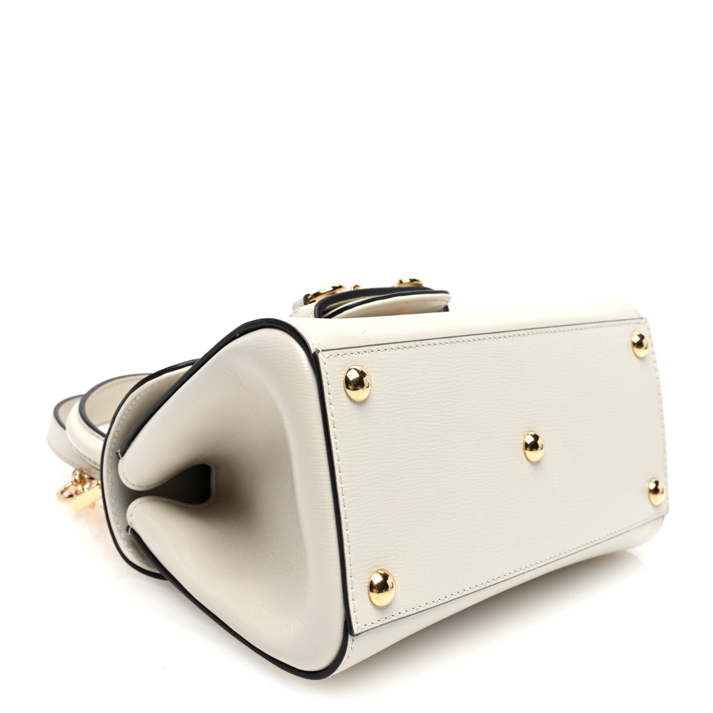 Glazed Textured Calfskin Mini Horsebit 1955 Top Handle Flap Bag Mystic White