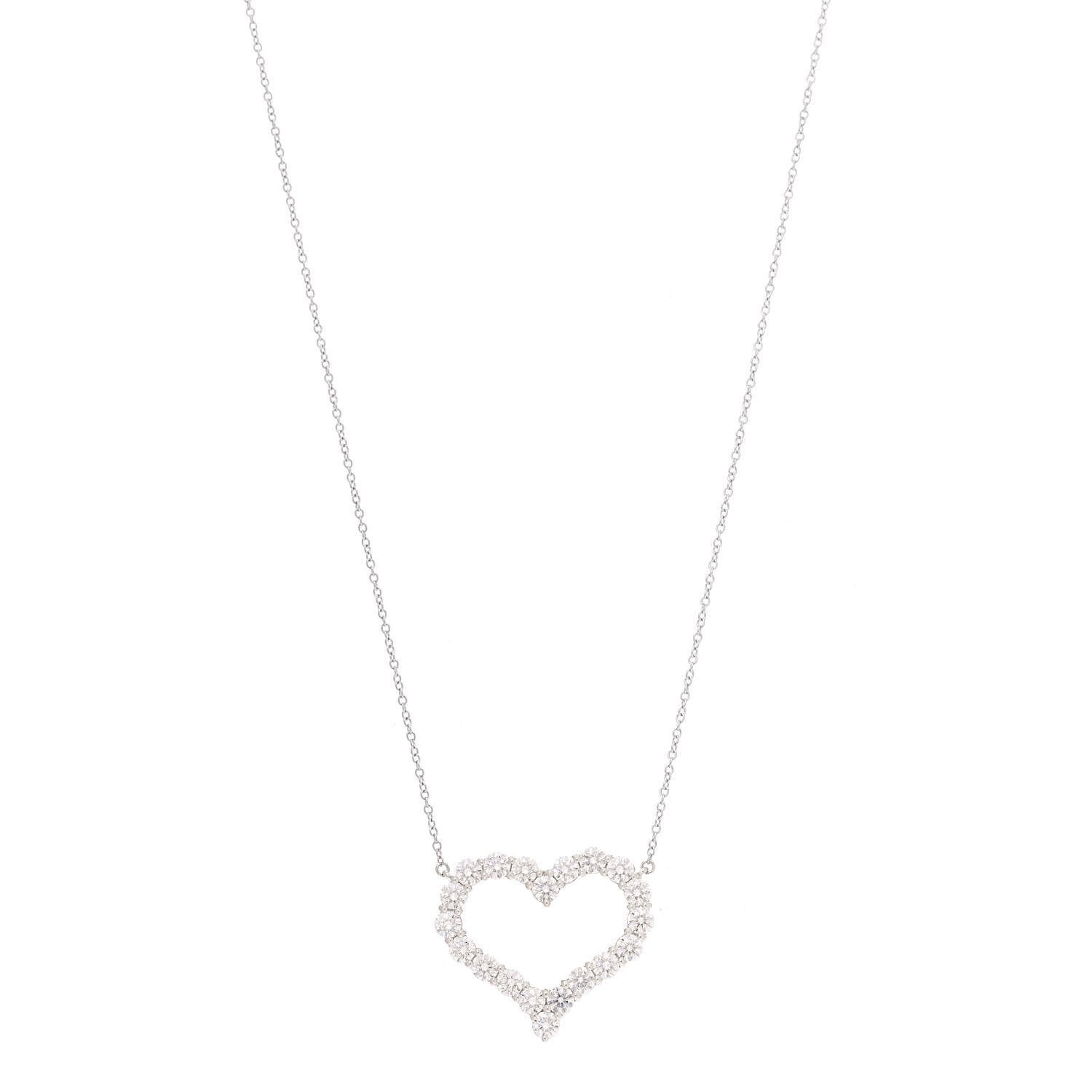 Tiffany Platinum Diamond 1.96ctw Heart Pendant Necklace 1 of 6