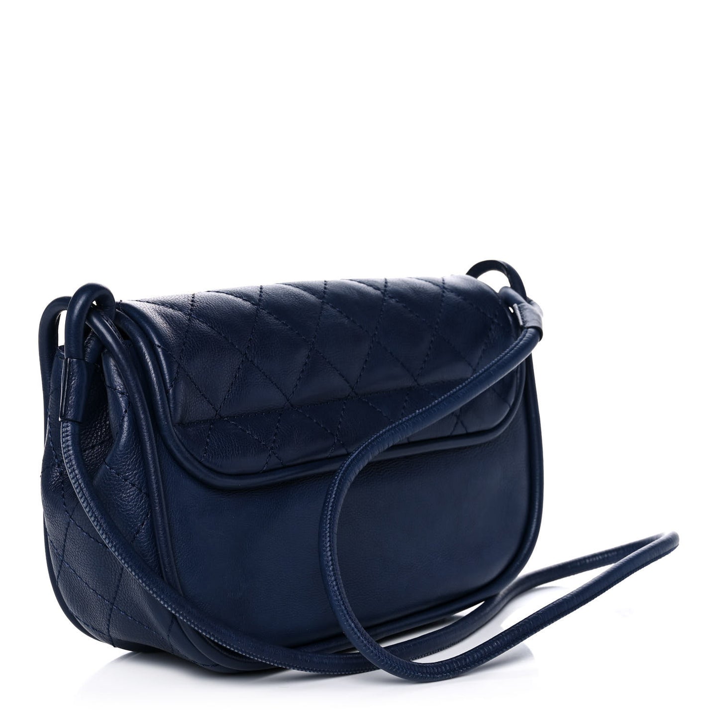 Calfskin Stitched Flap Bag Navy
