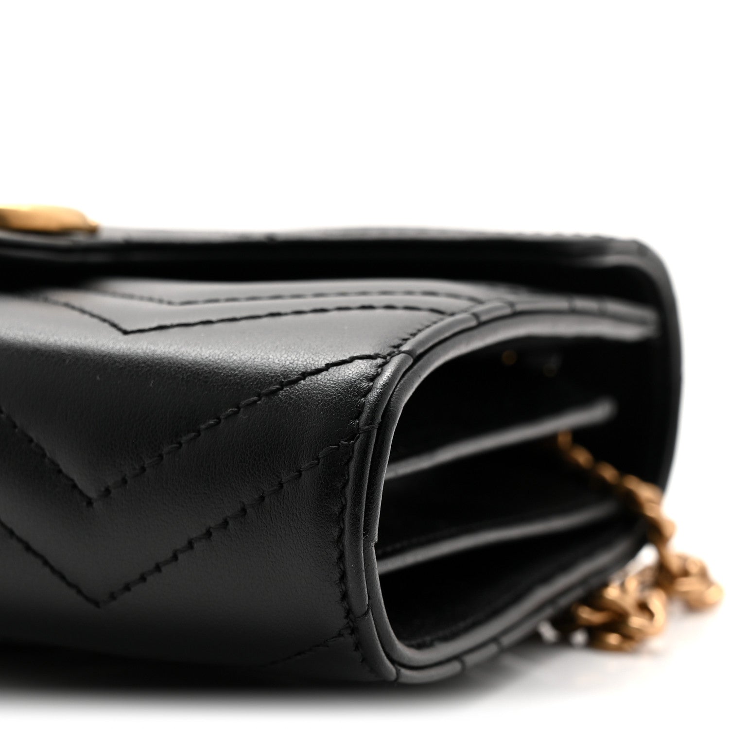 Gucci Calfskin Matelasse GG Marmont Chain Wallet Black 10 of 11