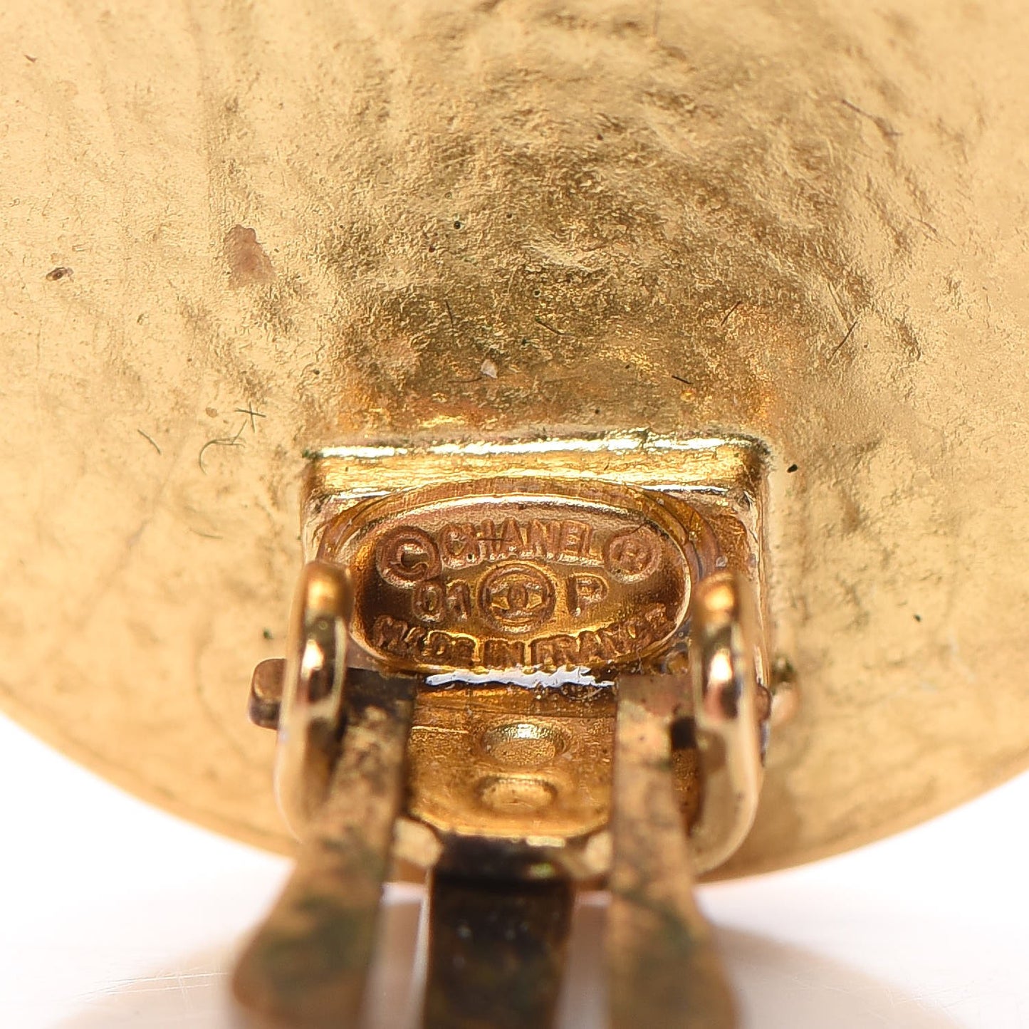 Enamel CC Clip On Earrings Black Gold