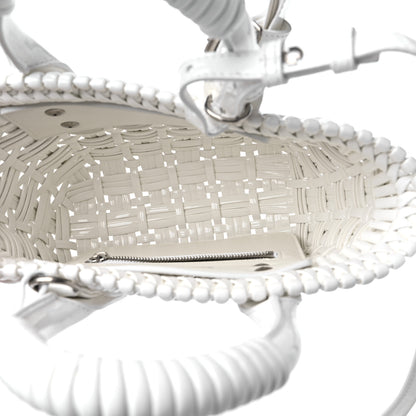 Balenciaga Faux Calfskin Braided Varnished XXS Bistro Basket White 5 of 9