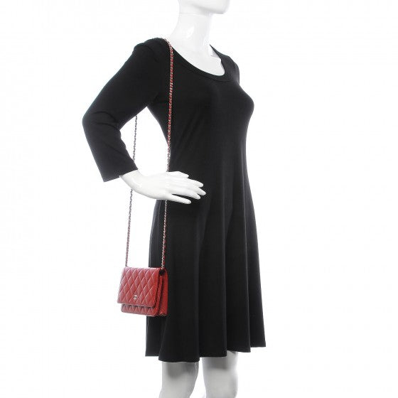 Caviar Quilted Wallet on Chain WOC Red