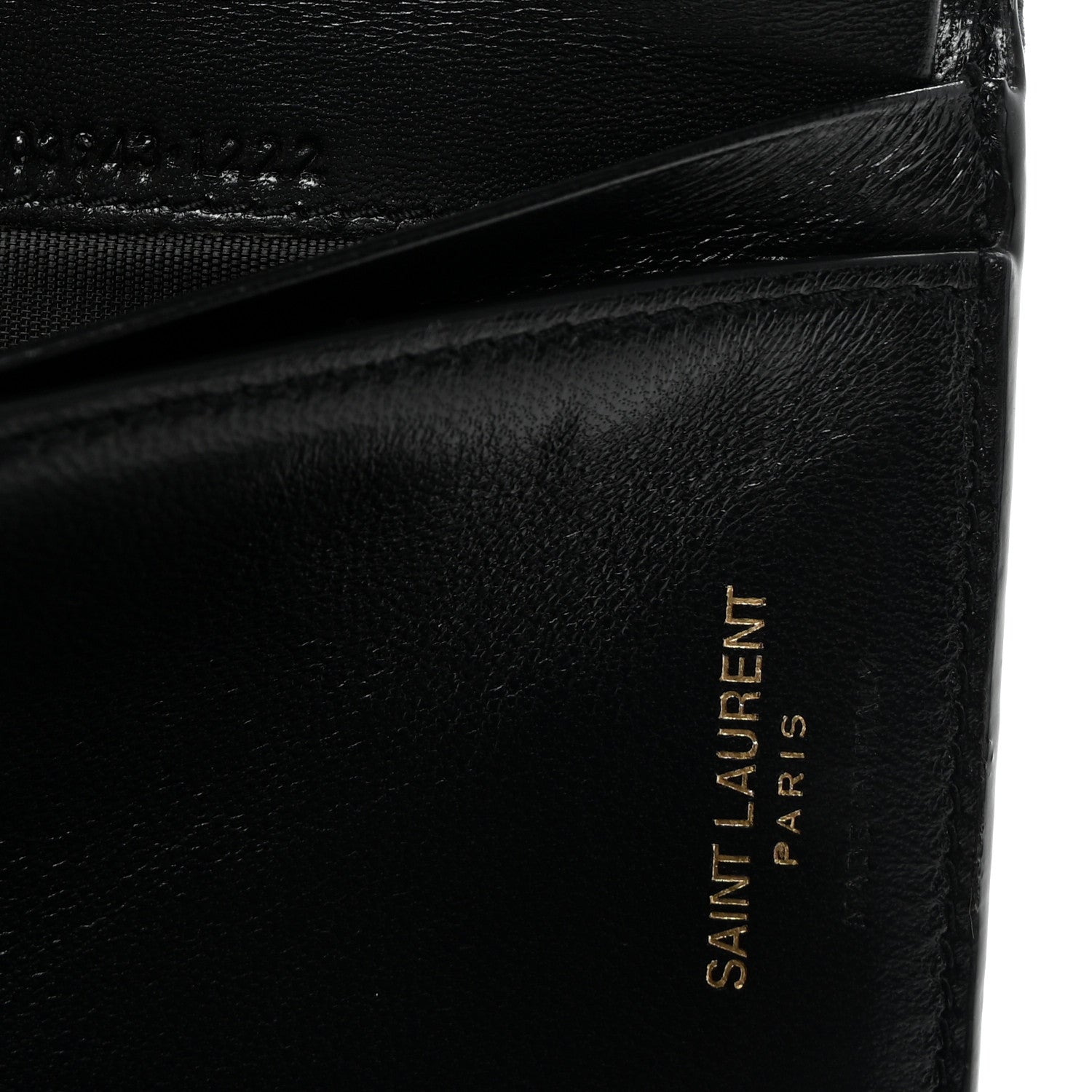 Saint Laurent Lambskin Matelasse Chevron Monogram Compact Tri Fold Wallet Black 7 of 7