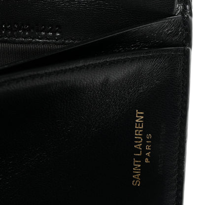 Saint Laurent Lambskin Matelasse Chevron Monogram Compact Tri Fold Wallet Black 7 of 7