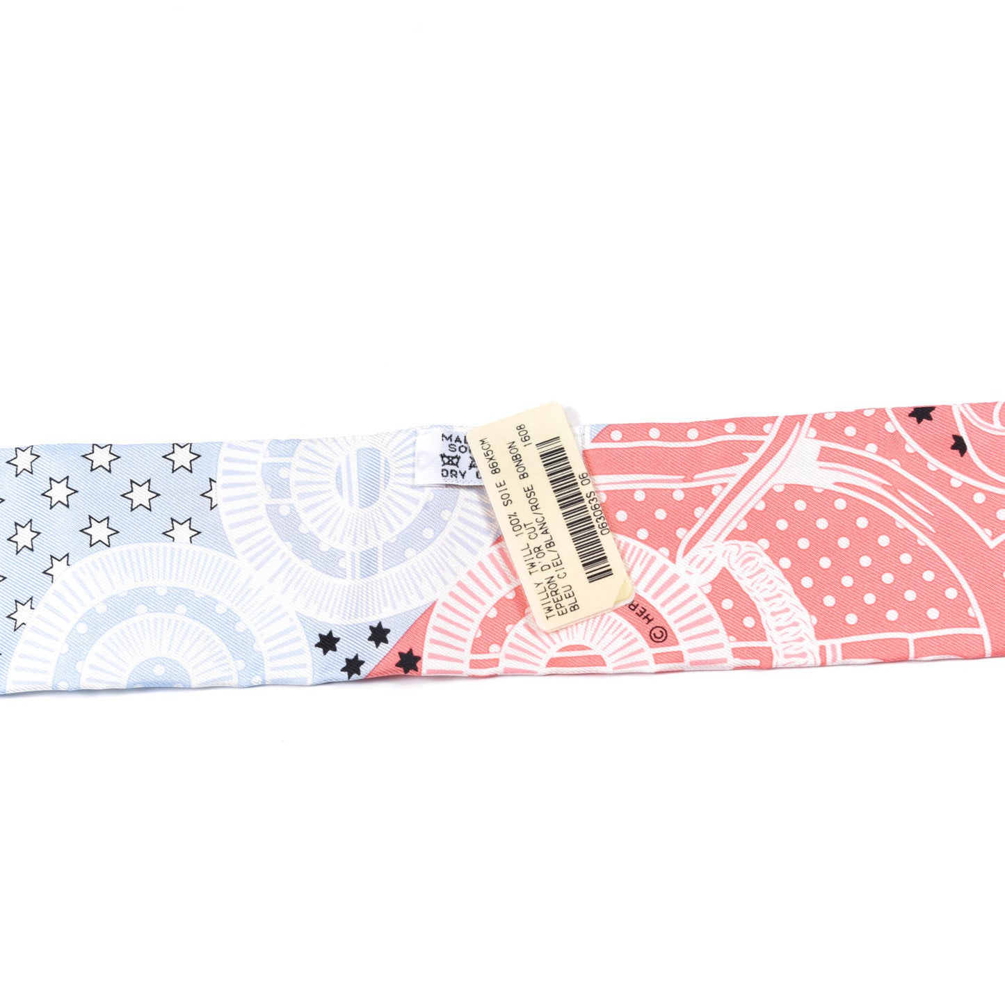Silk Les Flacons Bandana Twilly Bleu Ciel White Rose Bonbon