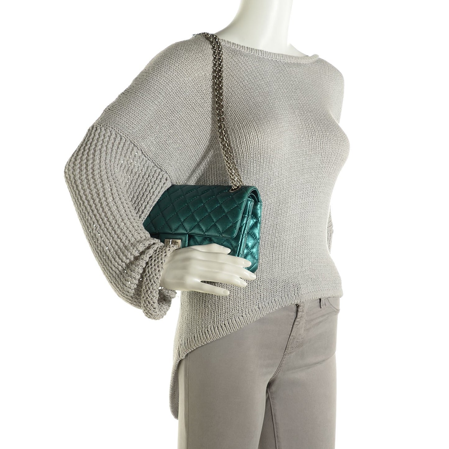 Metallic Calfskin 2.55 Reissue 225 Flap Turquoise