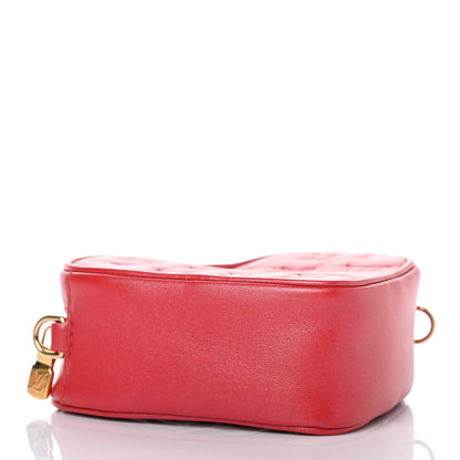 Louis Vuitton Lambskin Embossed Monogram Fall In Love Sac Coeur Heart Chain Bag Lipstick Red 3 of 4