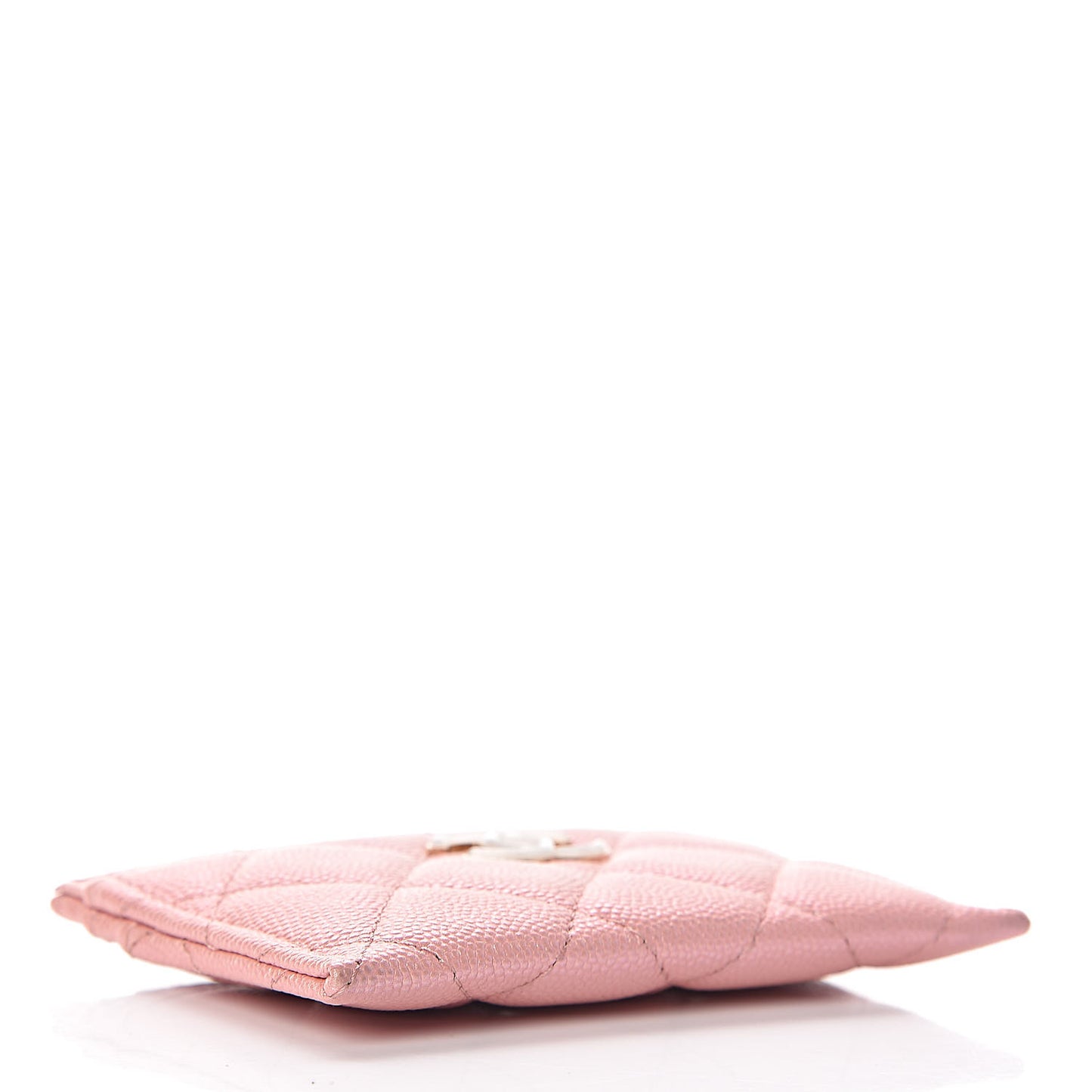 Iridescent Caviar Quilted Card Holder Rose Pink